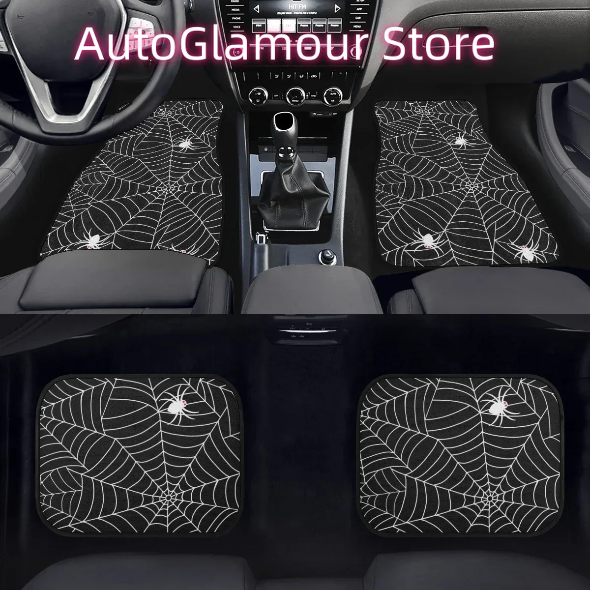 Interior Design Web Free - Черный дизайн паутины, автомобильный коврик, протектор,