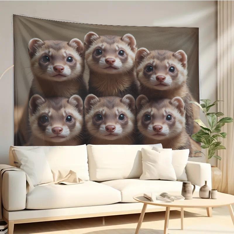 Interior Design Home Decor - Гобелен с милой группой хорьков для