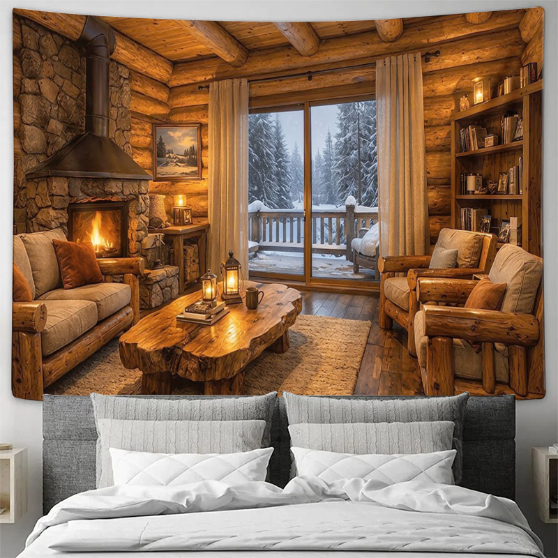 Interior Design Home Decor - Уютный деревянный домик: настенный гобелен с