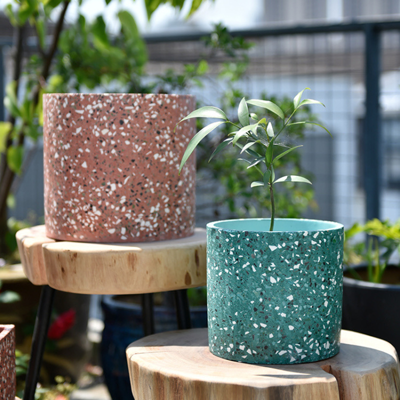 Terrazzo Pot Cement - Большой цветочный горшок, силиконовые формы, садовый